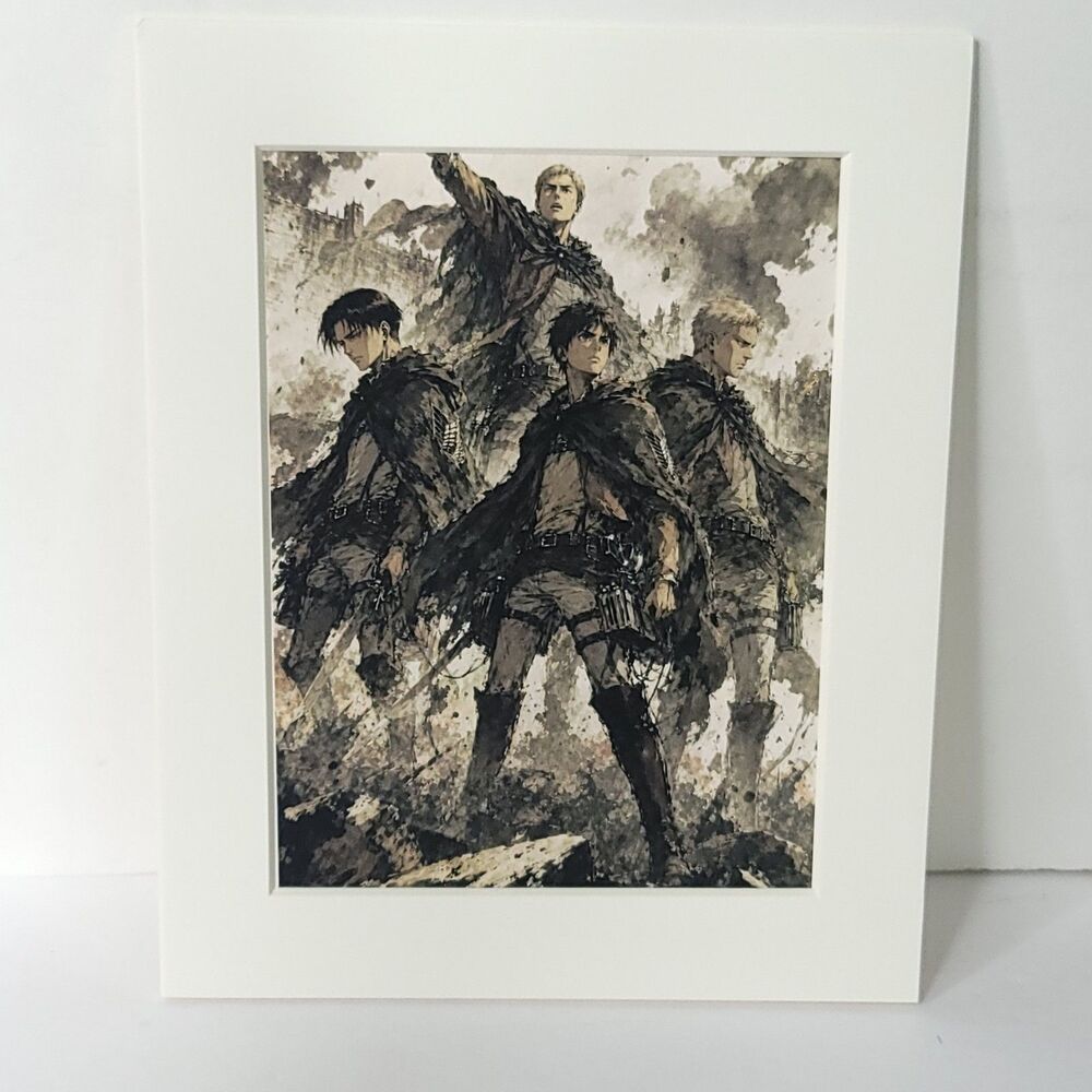 Levi Erin Attack On Titan Black White Card Anime Sketch Art Oversized Board A4